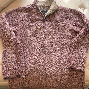 True Grit 1/4 Zip- Brick red and white